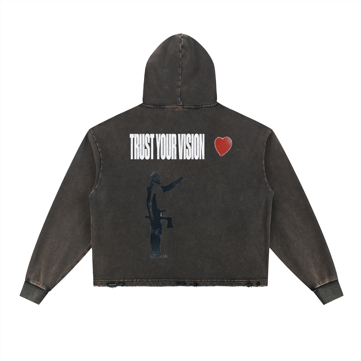 Vintage Washed Frayed-Hem Hoodie