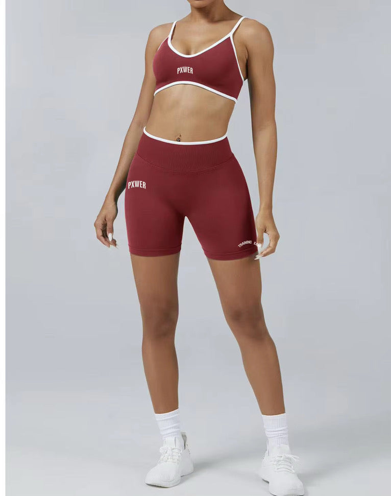 Burgundy Pxwer Butt Lifting Short Set