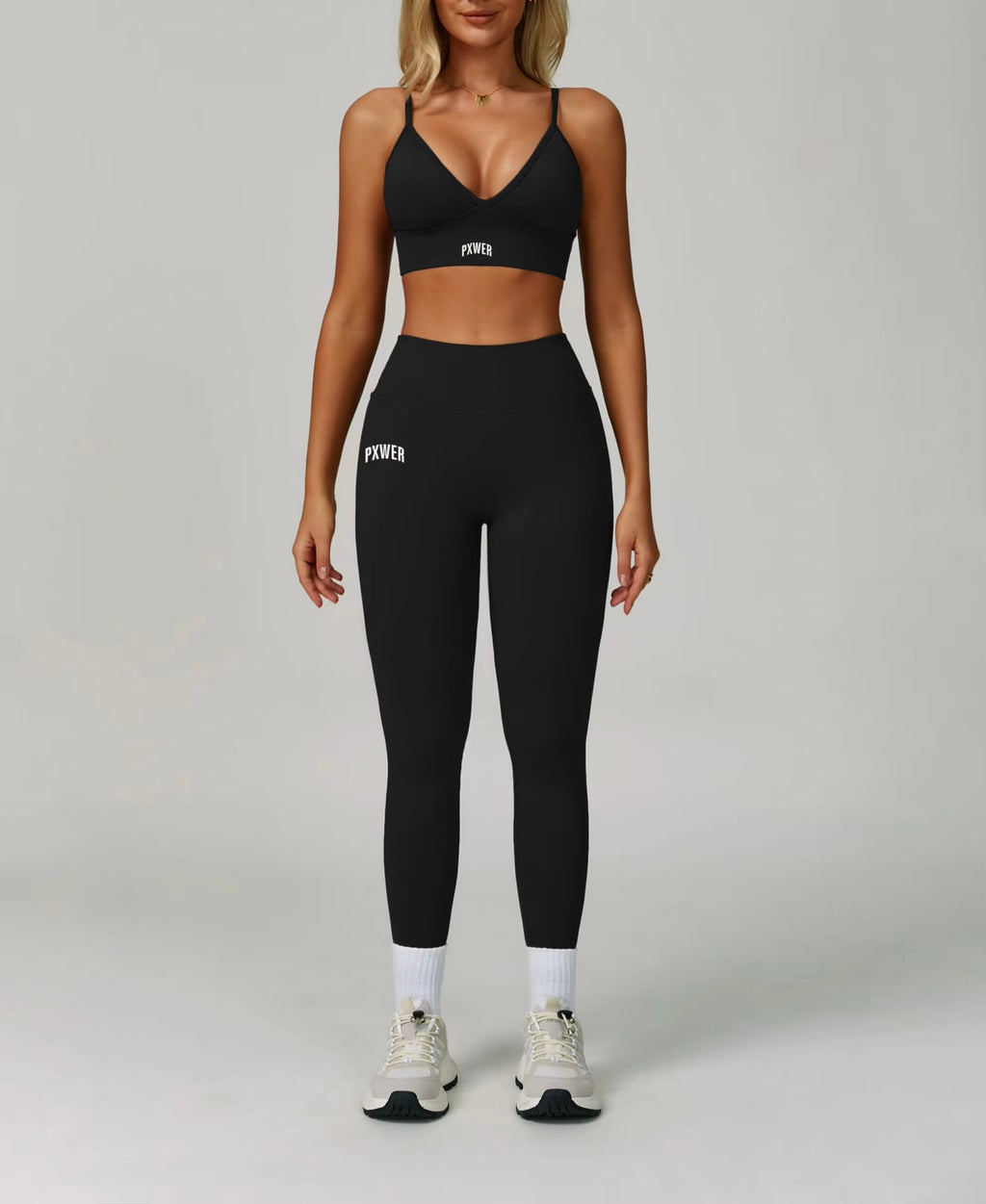 Black Legging Pxwer Butt Lifting V-Back Set