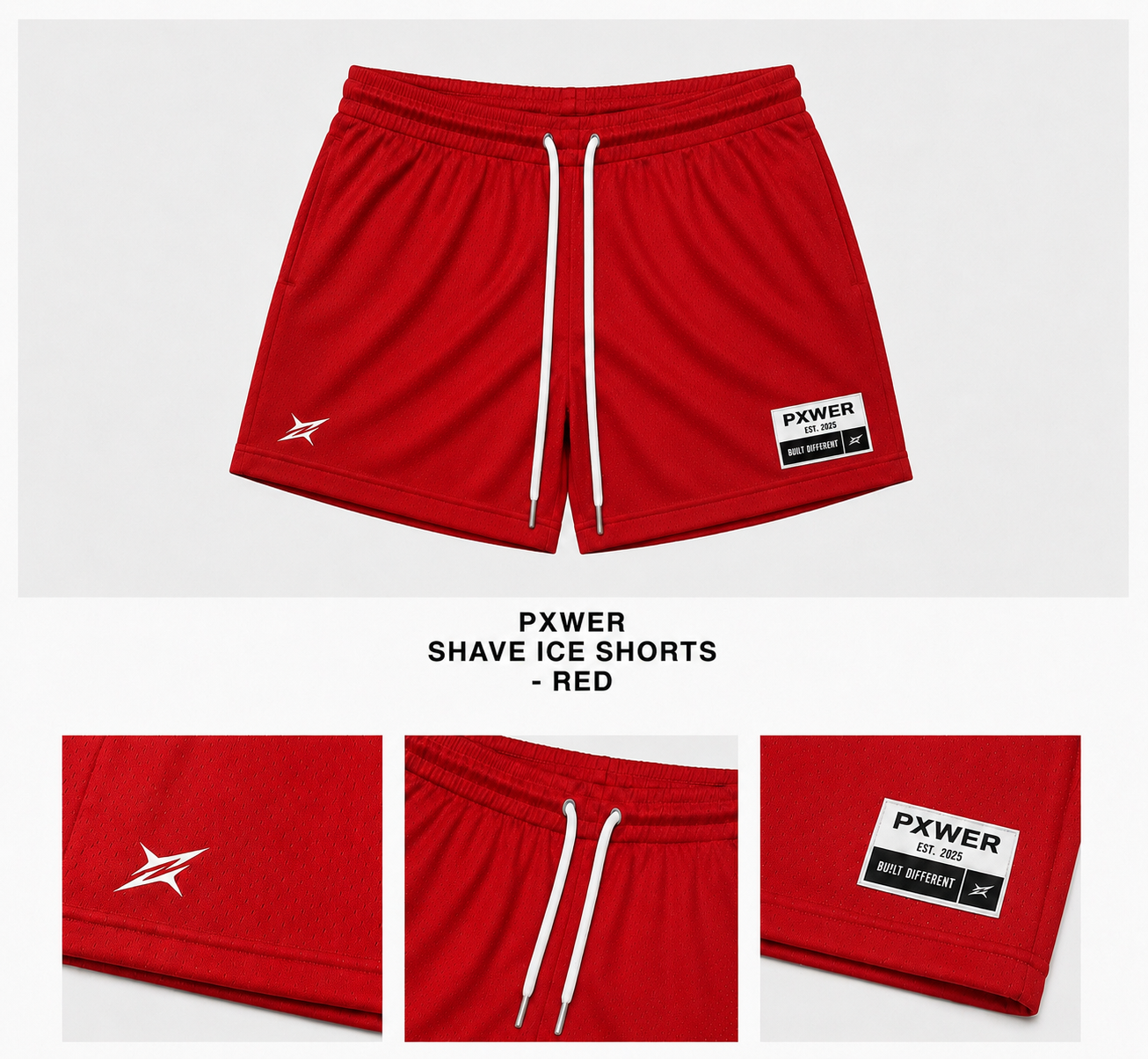 PXWER Shave Ice Shorts – Built Different Red